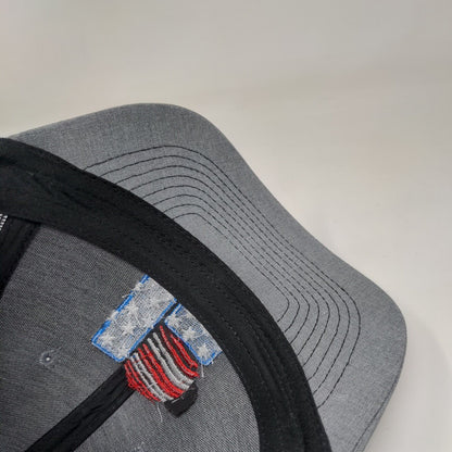American Flag Lewis Corporation Snapback Trucker Hat Gray OSFA Patriotic MAX