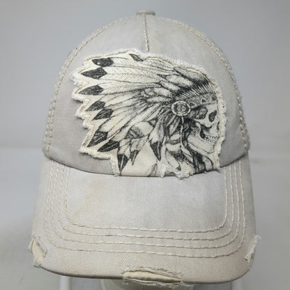 KBETHOS 5 Panel Gray One Size Skull Headdress Contrast Stitching Slideback Hat