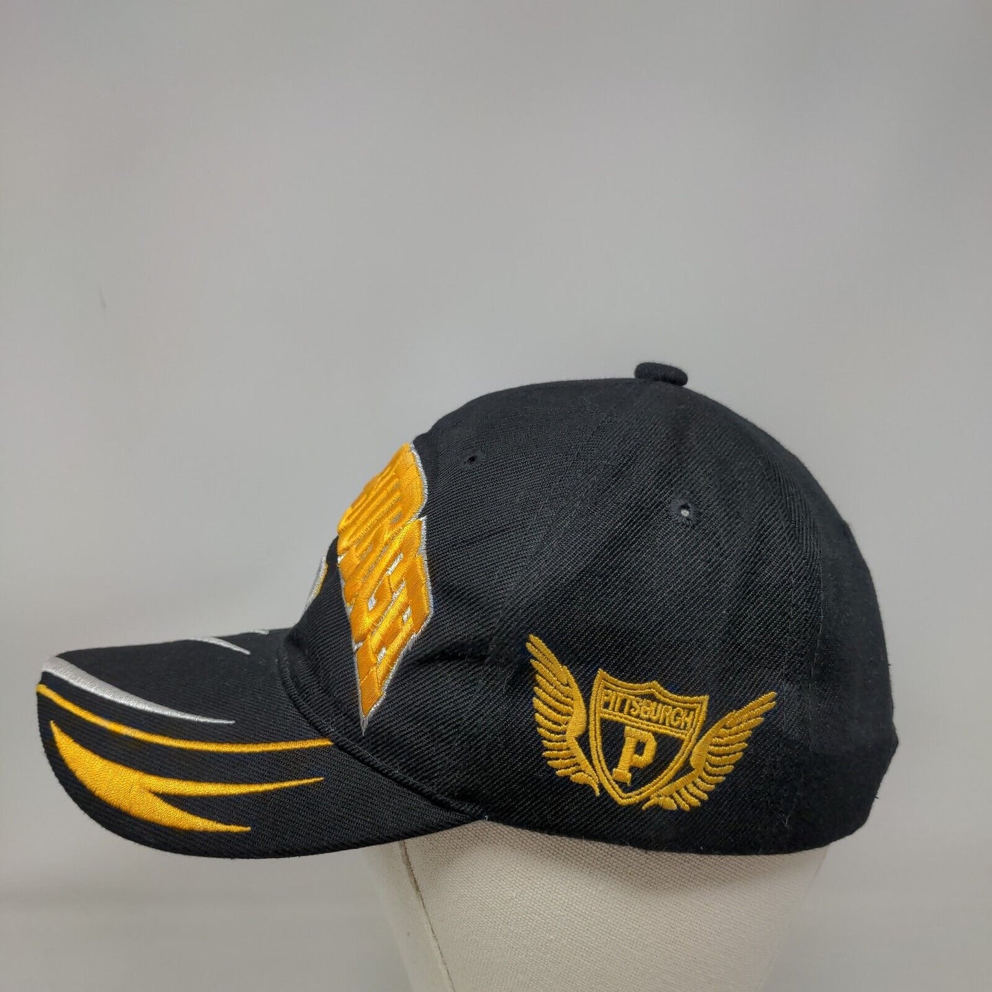Pittsburgh Strapback Hat Black One Size Embroidered 6 Panel Blue Ocean
