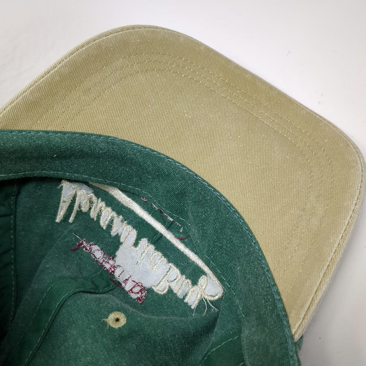 Ahead Alexandria Bay New York Baseball Cap Green Beige One Size Slideback Hat