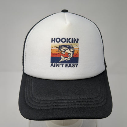 Hookin' Ain't Easy Snapback Trucker Hat Black One Size Mesh Back