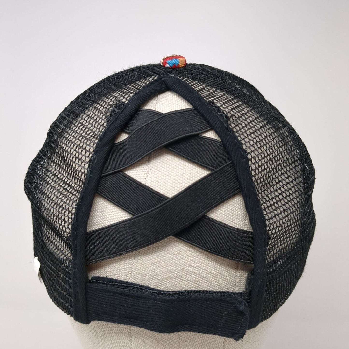 Campin Cowgirl Strapback Trucker Hat Ponytail Multi One Size Aztec