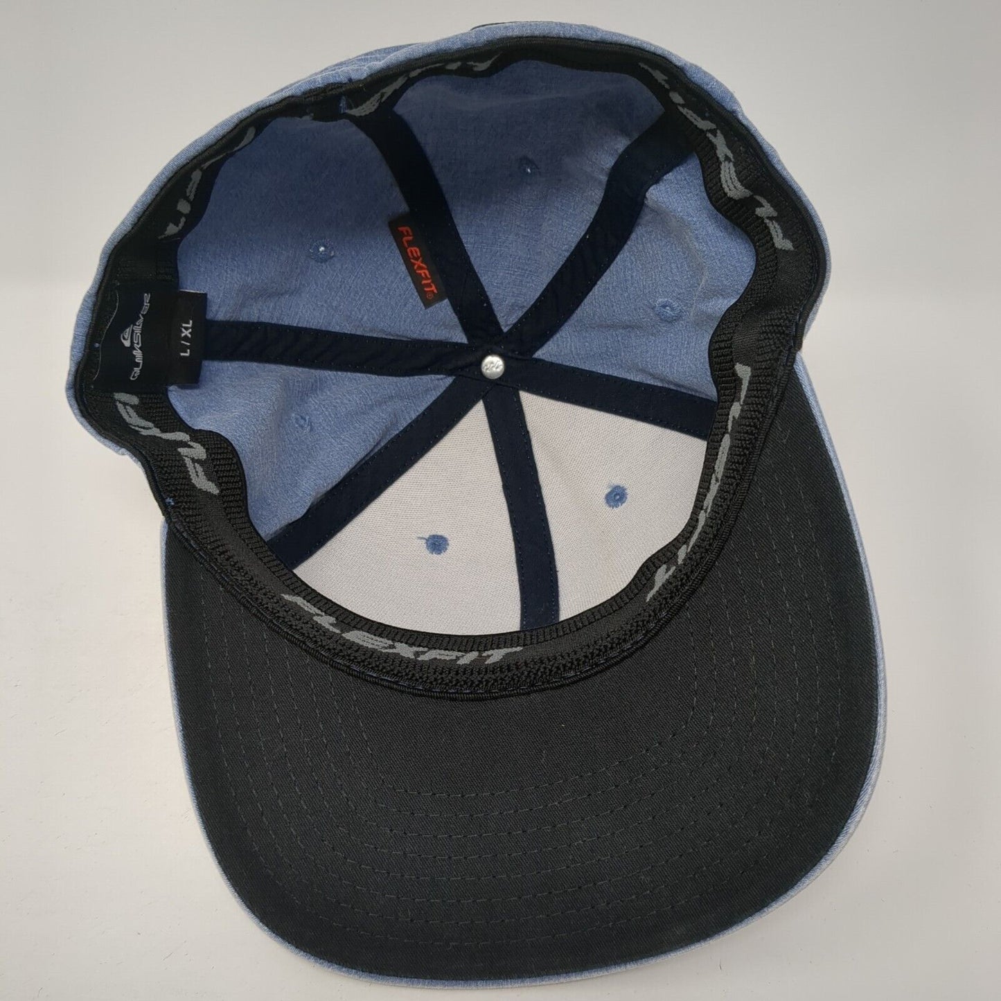 Quiksilver Flexfit Fitted Hat Blue L/XL Lightweight Embroidered Vented Holes