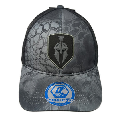 Kryptek Trucker Hat Gray OSFM Spartan Shield Typhon Camo Cooling Mesh Snapback