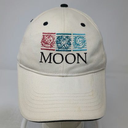 Ivory Baseball Cap Beige One Size Moon Leaf Embroidery Cotton Strapback Hat