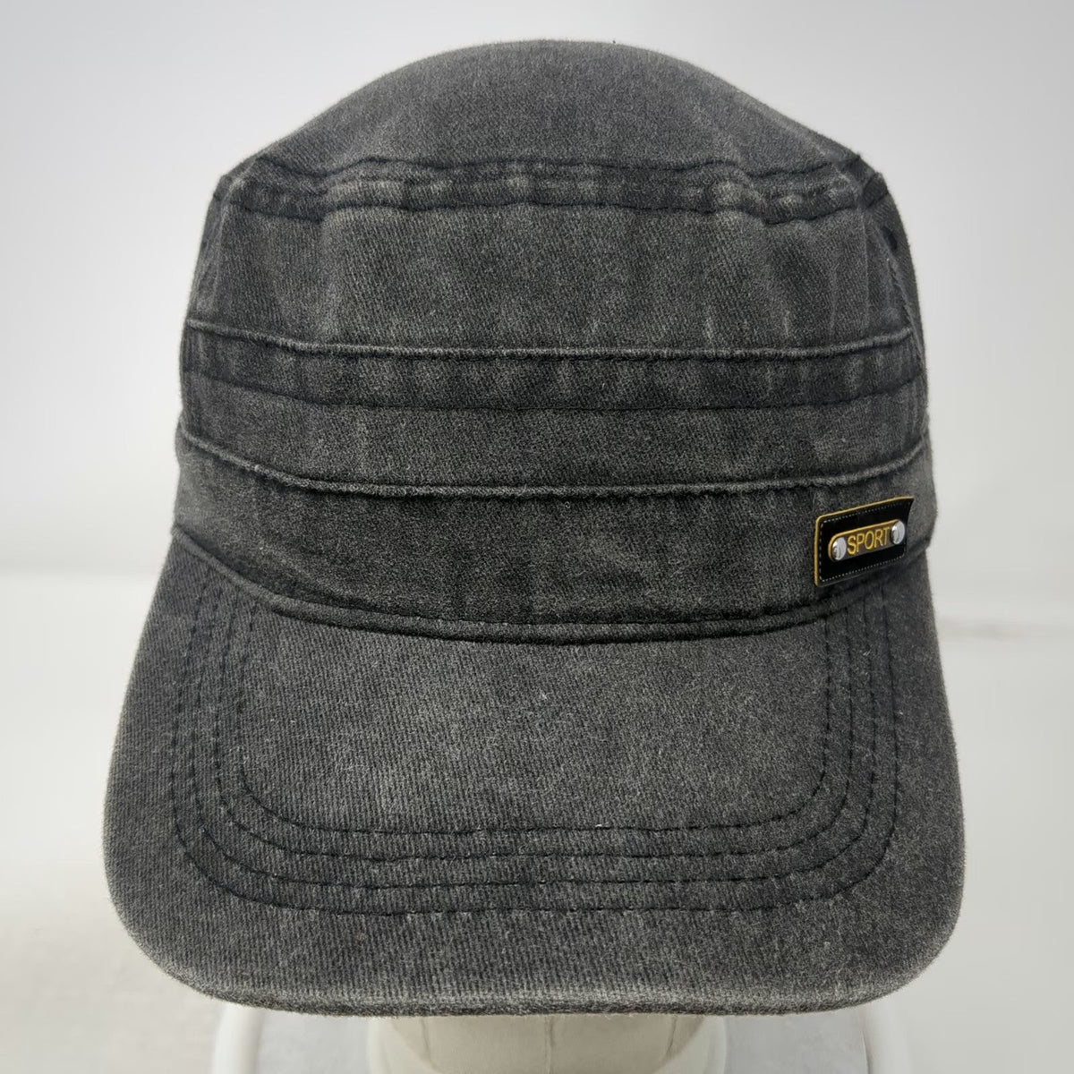 Army Cap Gray One Size Washed Cotton Slideback Buckle Sport Patch Cadet Hat
