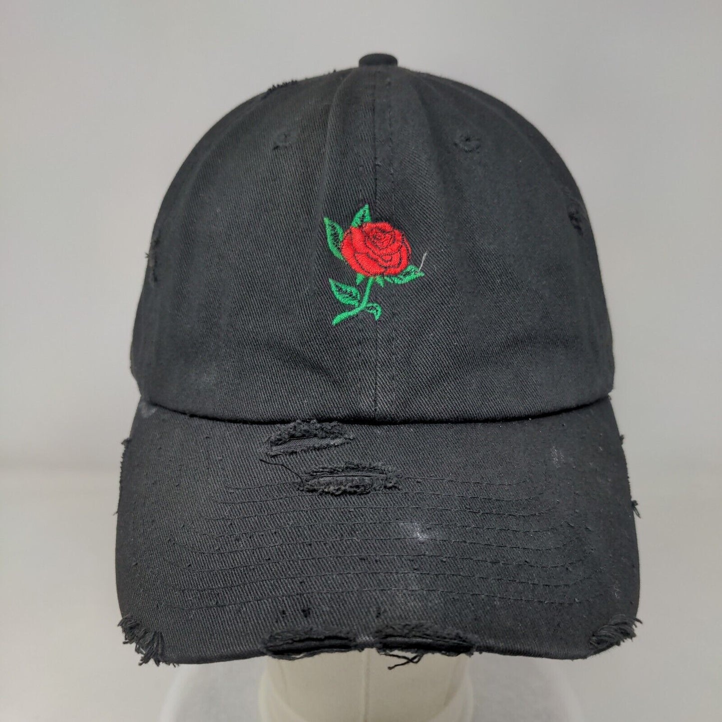 Red Rose Slideback Hat Black One Size Embroidered KB ETHOS Vintage