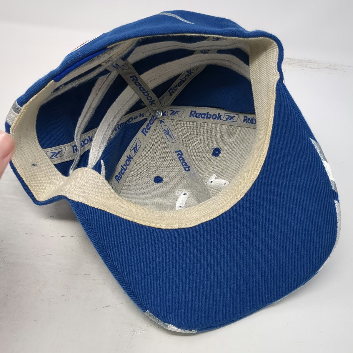 Reebok NFL Indianapolis Colts Blue White Silver Hat One Size Stretch Fit Stripes