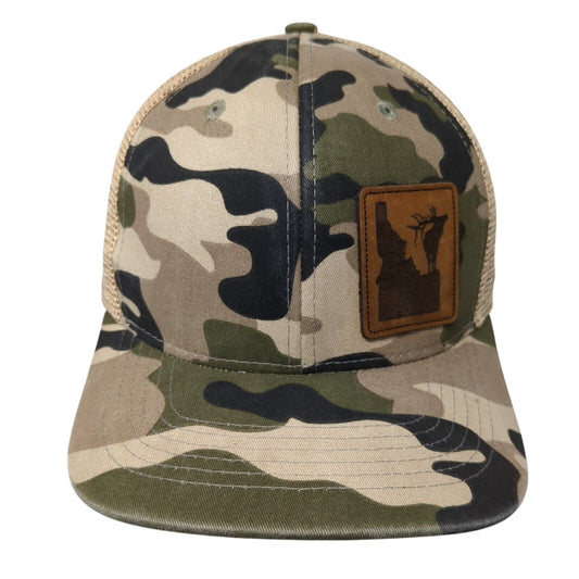 Idaho Elk Snapback Trucker Hat Camouflage OS Adjustable Mesh Arcadian Outfitters