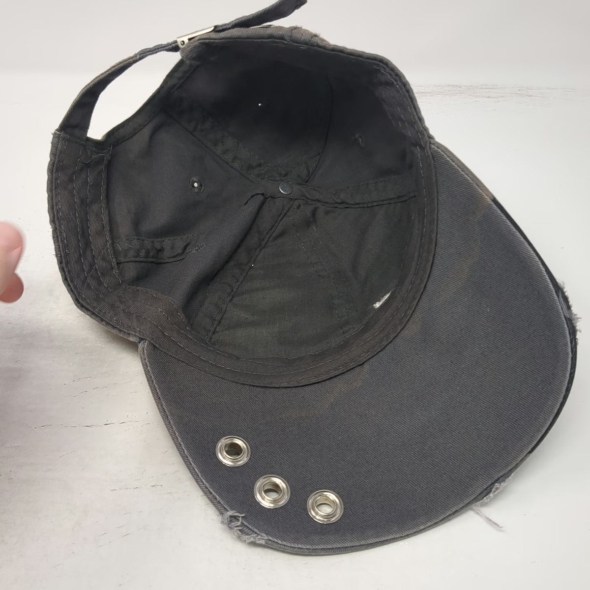 Gray Baseball Cap One Size Pirate Ship Skull Vallarta Grommet Slideback Hat