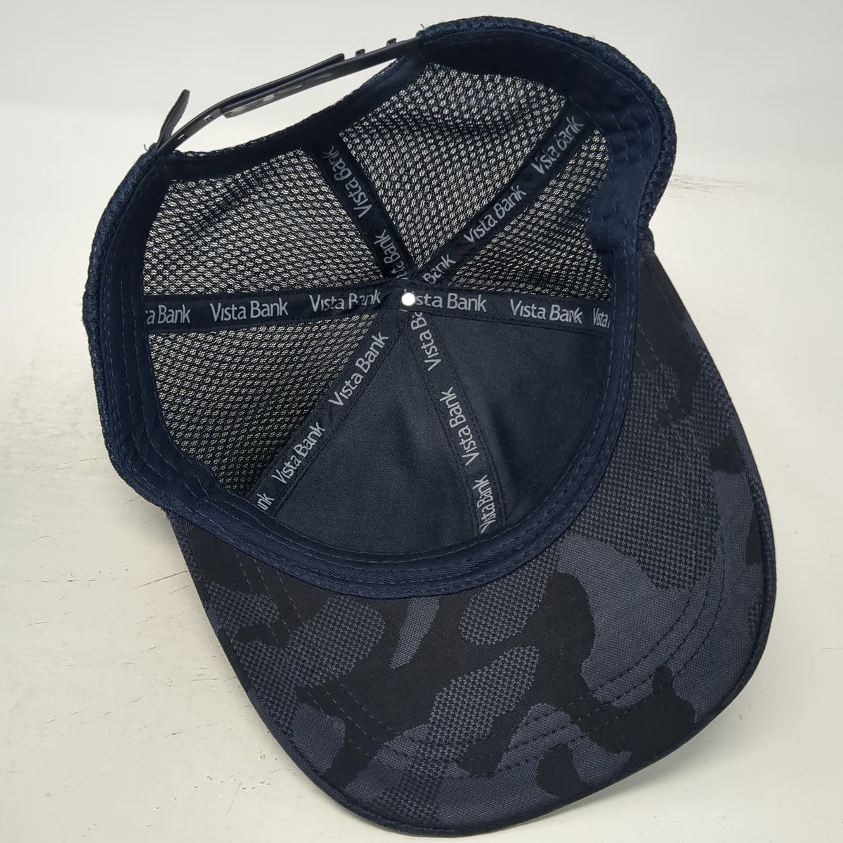 Vista Bank Trucker Hat Blue Camo One Size Mesh Back Snapback Adjustable Graphic