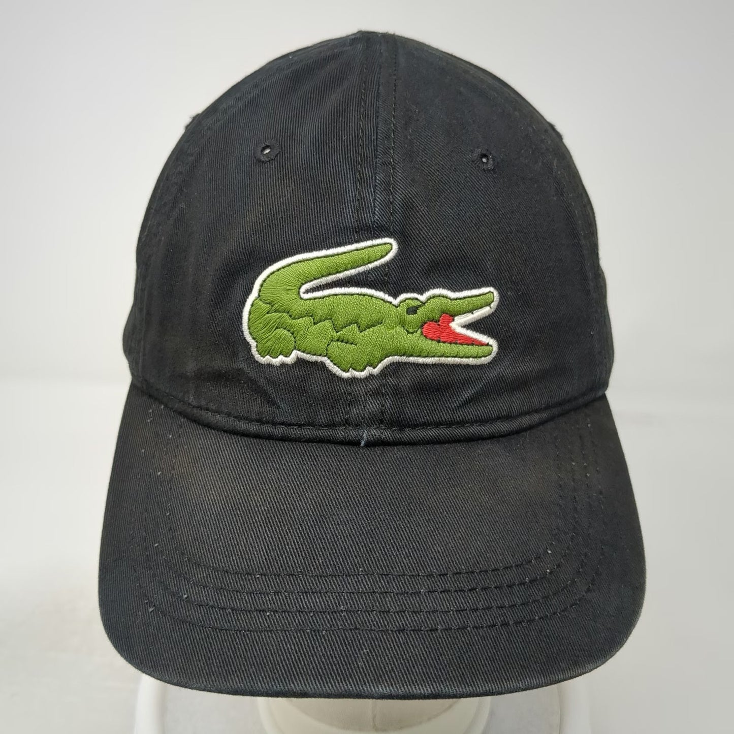 Lacoste Baseball Cap Black One Size Large Embroidered Crocodile Slideback Hat