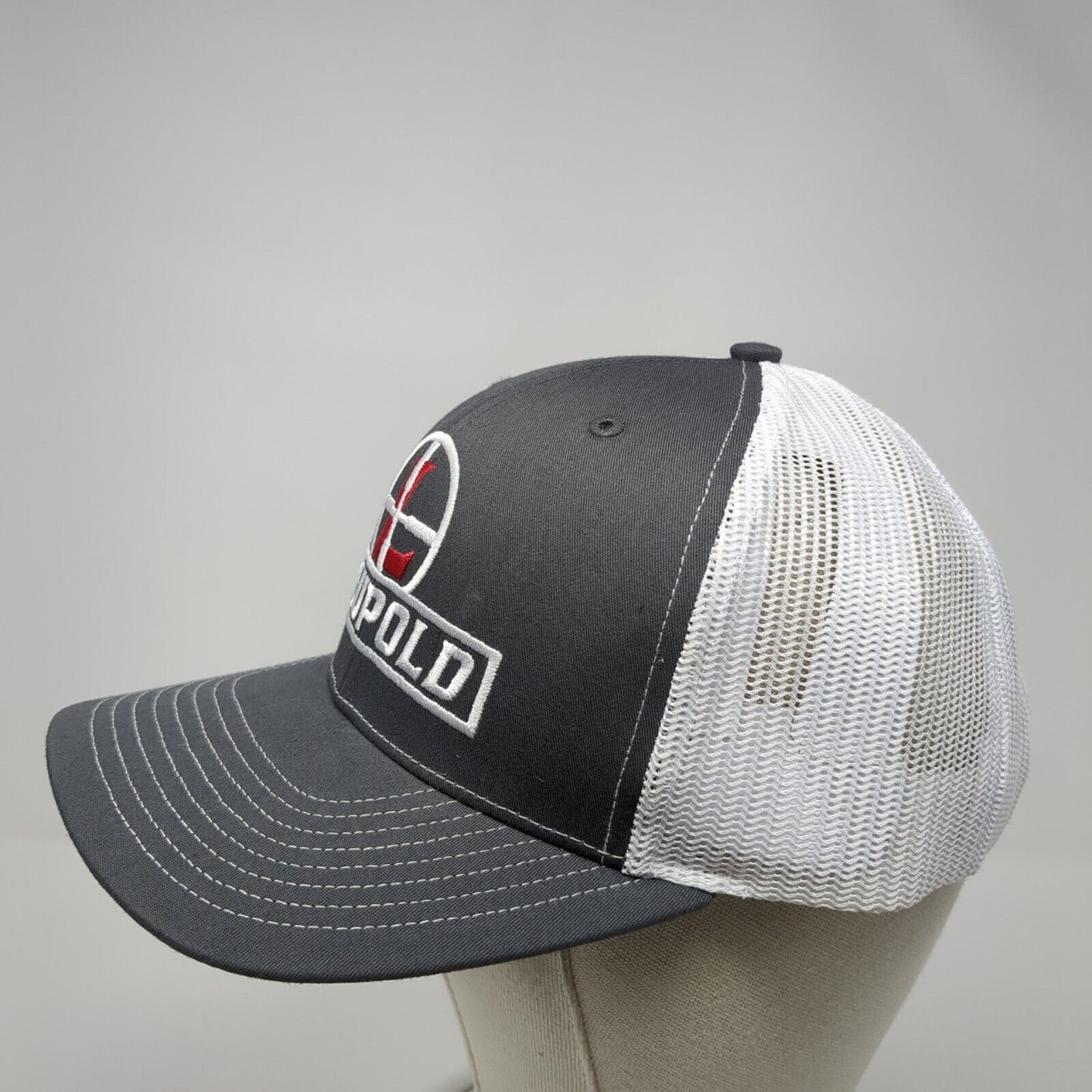 Leupold Snapback Trucker Hat Gray One Size Mesh Back Embroidered 6 Panel