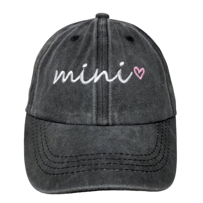 Mini Slideback Hat Gray One Size Adjustable Embroidered Logo 6 Panel Cotton