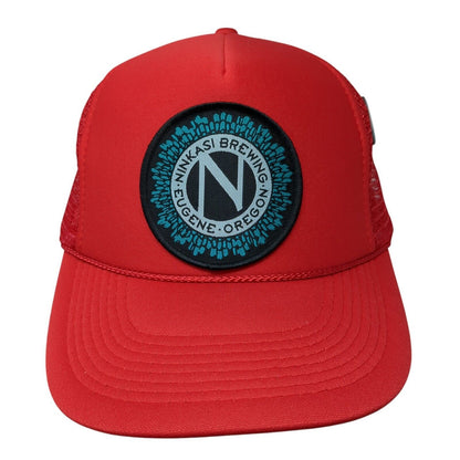 Ninkasi Brewing Oregon Eugene Snapback Trucker Hat Red Mesh Rope Otto Adjustable
