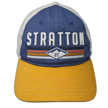 Camp David Trucker Hat Blue Yellow White One Size Stratton Vermont Mesh Snapback