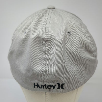 Hurley Baseball Cap Gray XL Fitted Flexfit Embroidered Logo Curved Brim Hat Surf