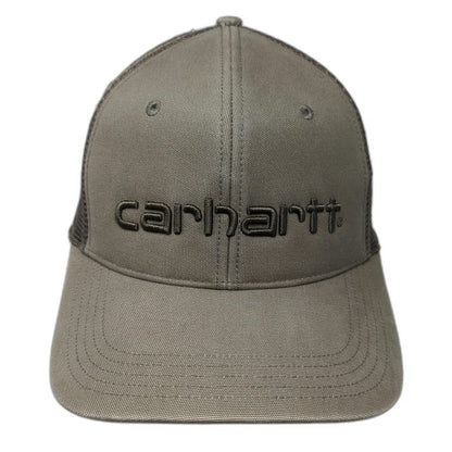 Carhartt Trucker Hat Gray Brown One Size Mesh Snapback Embroidered Logo