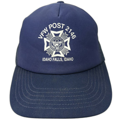 Blue Trucker Hat One Size VFW Post 2146 Idaho Falls ID Mesh Back Snapback Emblem