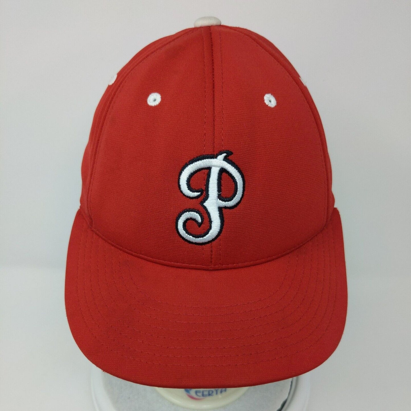 Richardson Fitted Hat Red Embroidered P Logo Size XS-SM Polyester Blend
