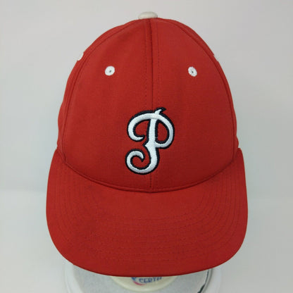 Richardson Fitted Hat Red Embroidered P Logo Size XS-SM Polyester Blend