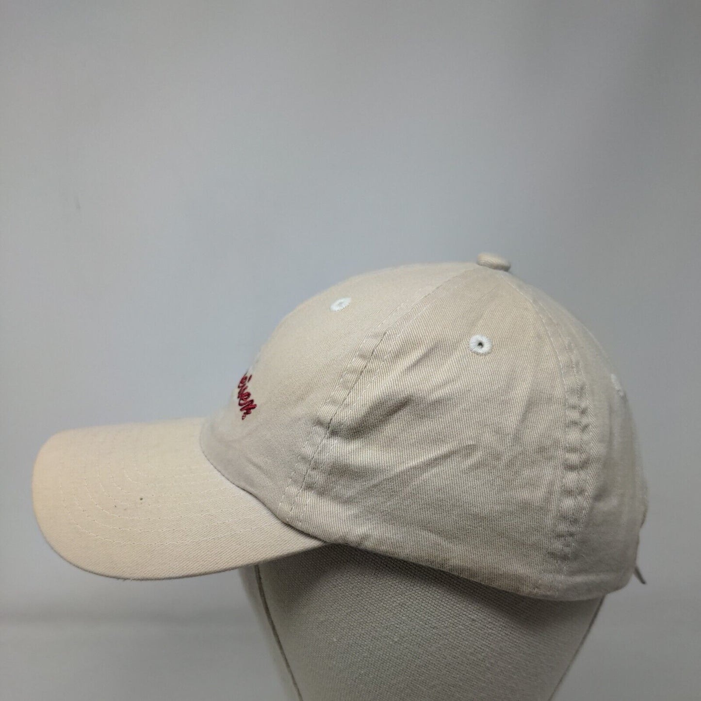 Budweiser Slideback Hat Tan One Size Adjustable Embroidered Vented Holes