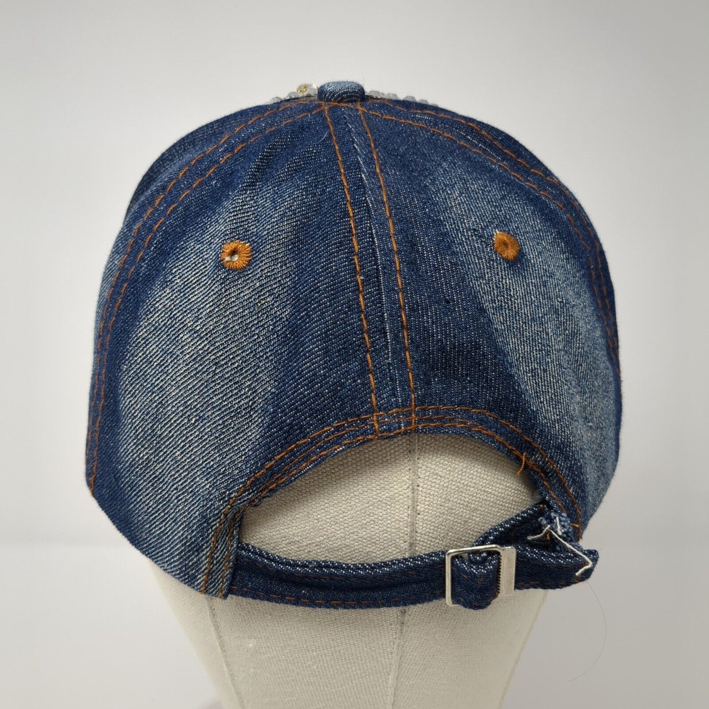 Bedazzled Star Slideback Hat Blue One Size Adjustable Rhinestone Beaded Denim