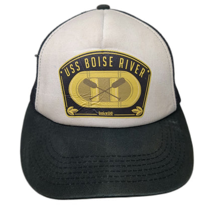 Black Trucker Hat One Size USS Boise River White Mesh Back Snapback Oars Graphic