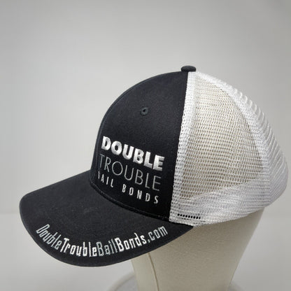 Double Trouble Bail Bonds Snapback Mesh Back Trucker Hat Black One Size