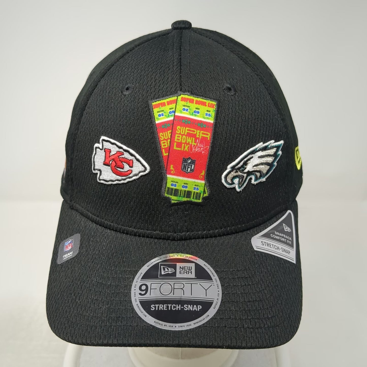 New Era NFL Super Bowl LIX Chiefs Eagles Snapback Hat Black One Size Ticket