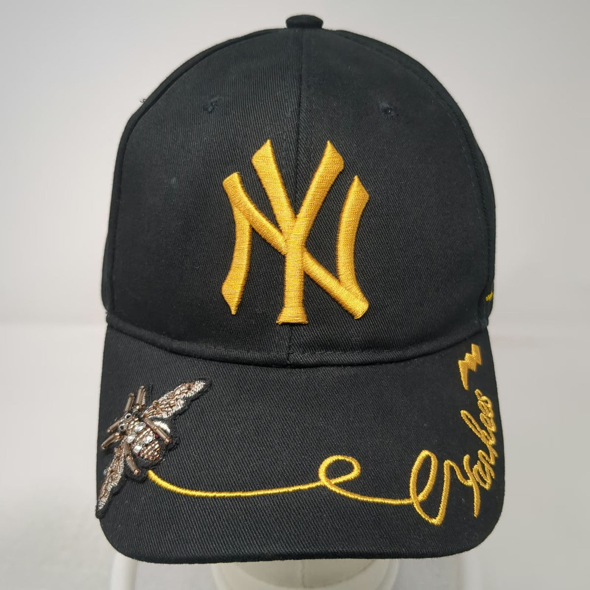 New York Yankees MLB Black One Size Baseball Cap Floral Butterfly Beetle Hat