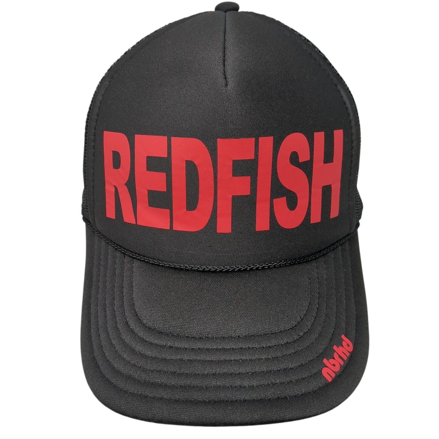Redfish nbrhd Snapback Trucker Hat Black One Size Adjustable Mesh Back Rope