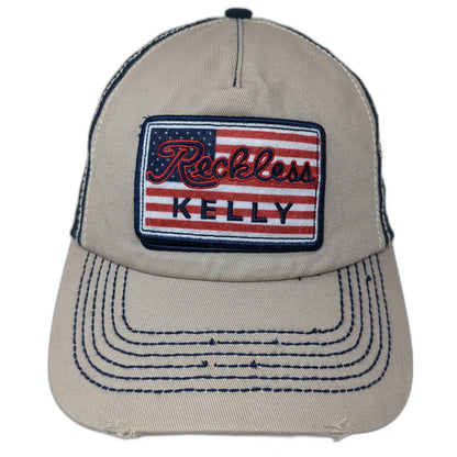 BV3 Merch Reckless Kelly American Flag Baseball Cap One Size Beige Mesh Back Hat
