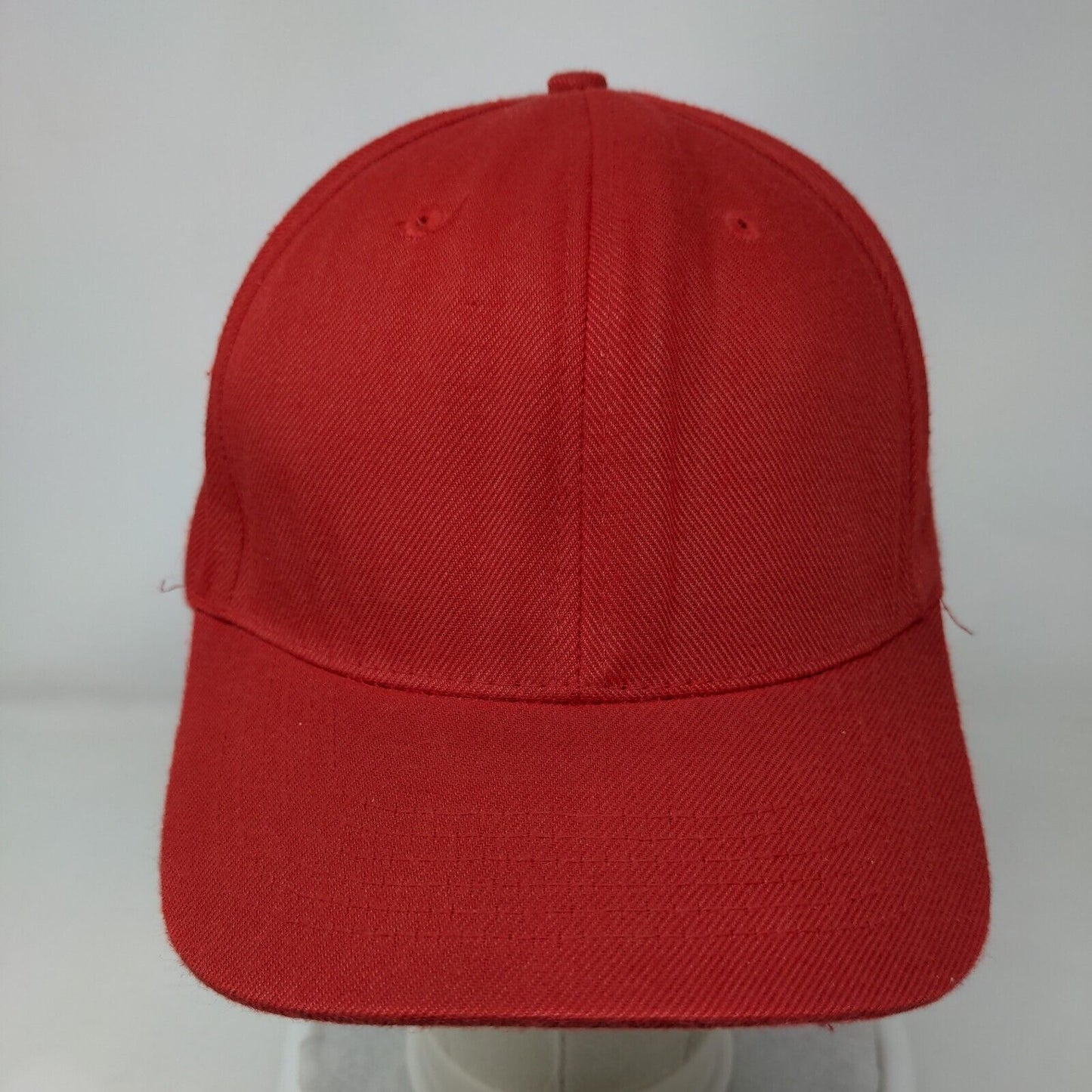 Unbranded Strapback Hat Red One Size Adjustable Vented Holes 6 Panel Blank