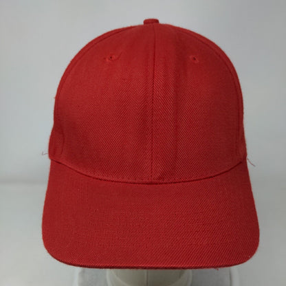 Unbranded Strapback Hat Red One Size Adjustable Vented Holes 6 Panel Blank