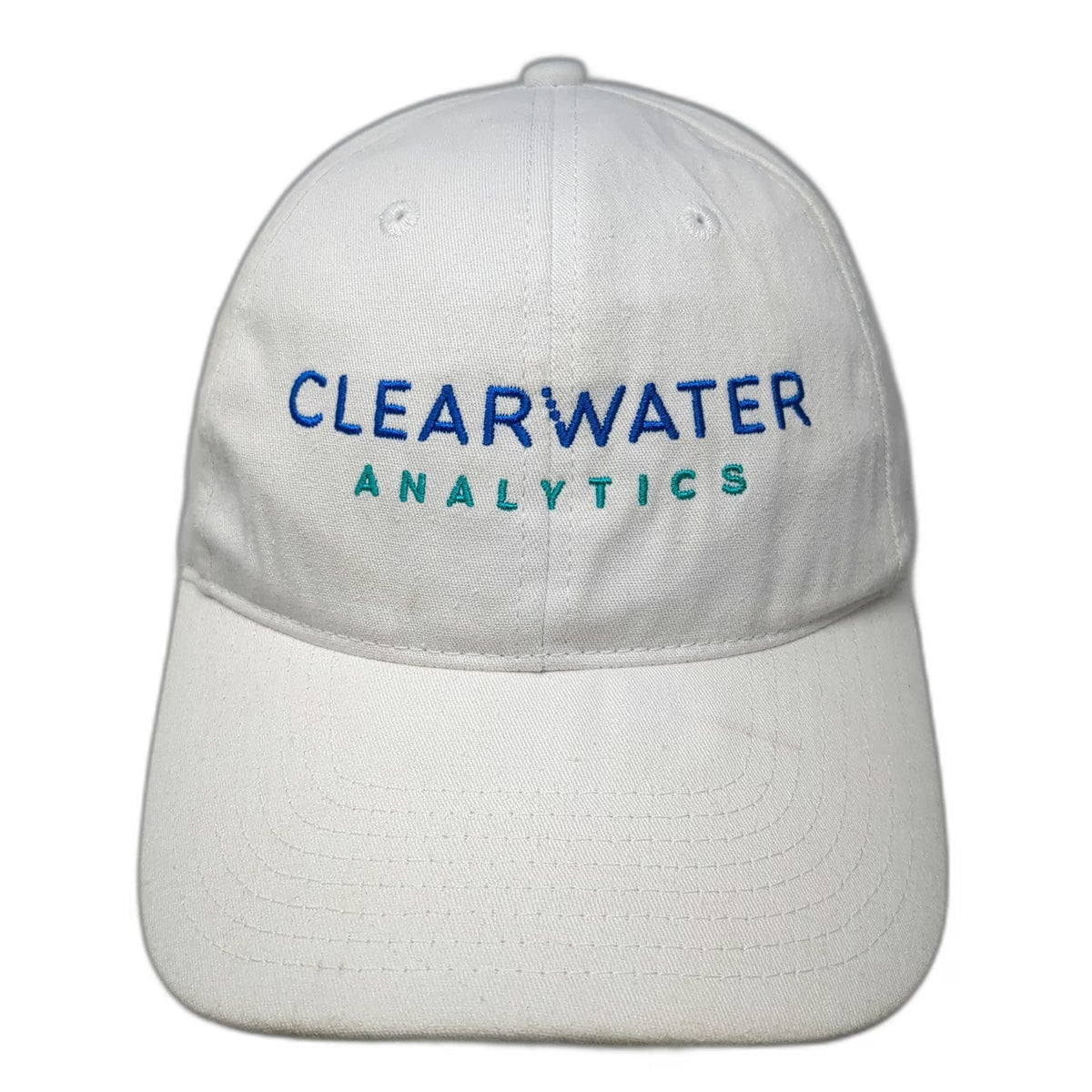 Hit Baseball Cap White OSFM Clearwater Analytics Logo Embroidered Strapback Hat