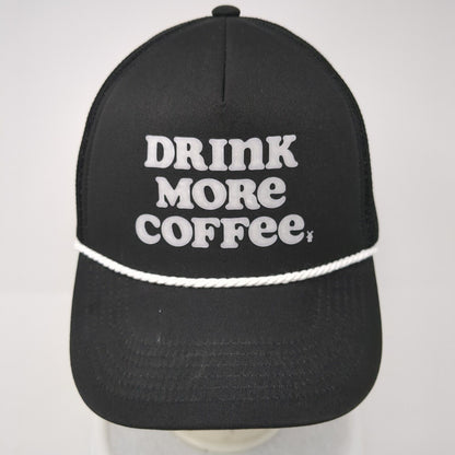 Drink More Coffee Snapback Rope Trucker Hat Black One Size Mesh Back