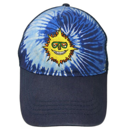 Colortone Trucker Hat Blue One Size Tie Dye Sun Graphic Snapback Mesh Back Hat