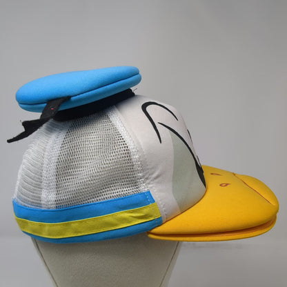 Disney Trucker Hat White Yellow Blue One Size Donald Duck 3D Character Mesh