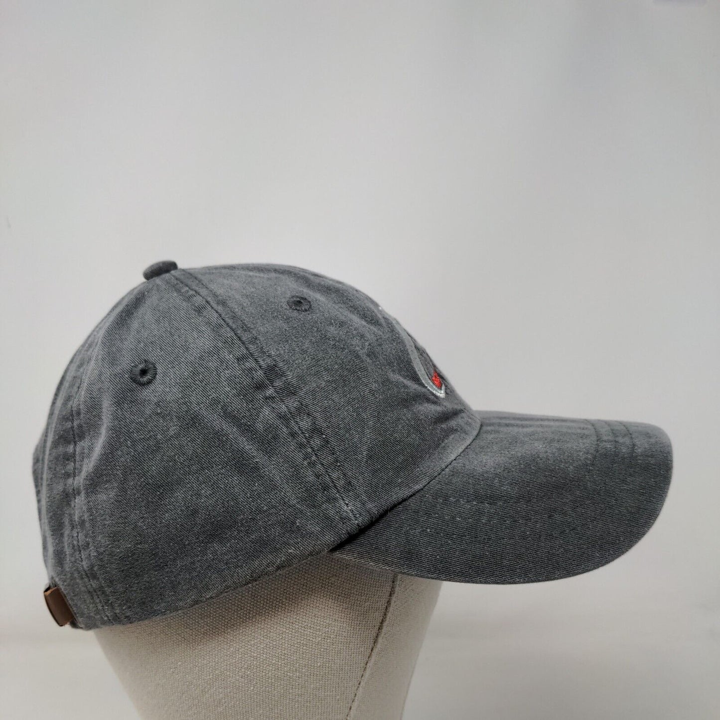 Adams Slideback Hat Gray One Size Embroidered Logo Leather Strap Lined