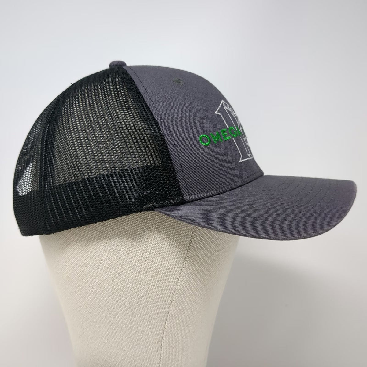 Omega Morgan Trucker Hat Gray One Size Mesh Snapback Strength Trust Embroidered