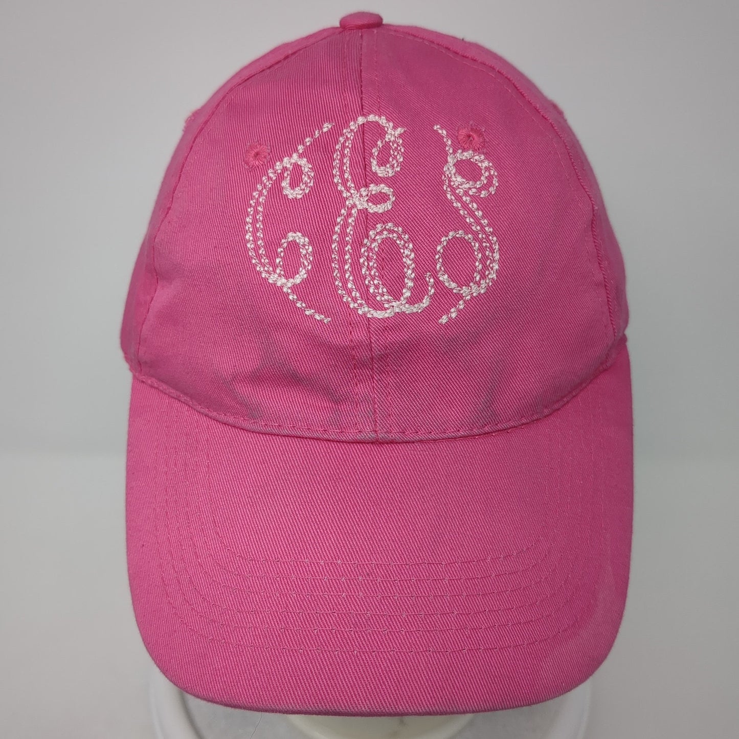 CES Monogram Strapback Baseball Cap Pink One Size Adjustable Embroidered 6 Panel