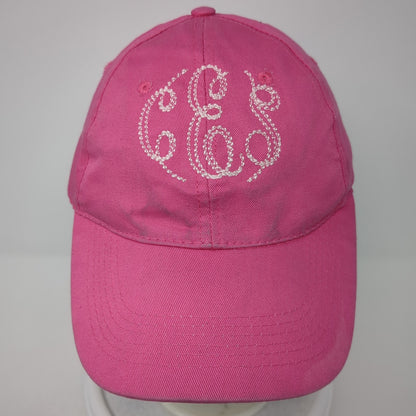 CES Monogram Strapback Baseball Cap Pink One Size Adjustable Embroidered 6 Panel