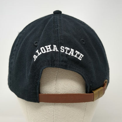 Adams Baseball Cap Black One Size Hawaii Aloha State Leather Strapback Hat