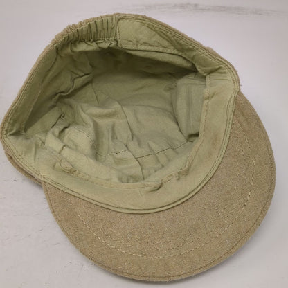 Army Cap Hat Beige One Size Buckle Ring Elastic Back Textured Fabric Plain Solid