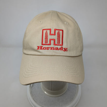 Hornady Strapback Hat Tan OSFA Adjustable Embroidered Vented Holes Cotton