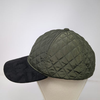 Green Black Baseball Cap One Size Quilted Polyester Suede Brim Strapback Hat