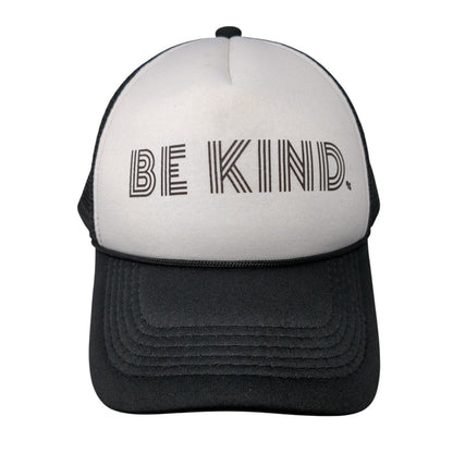 Be Kind Snapback Mesh Back Rope Trucker Hat Black One Size Colorblock