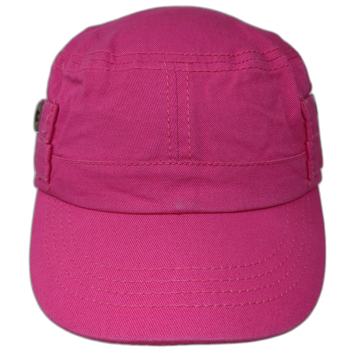 Old Navy Army Cap Pink One Size Strapback Side Buttons Cadet Cotton Flat Top Hat