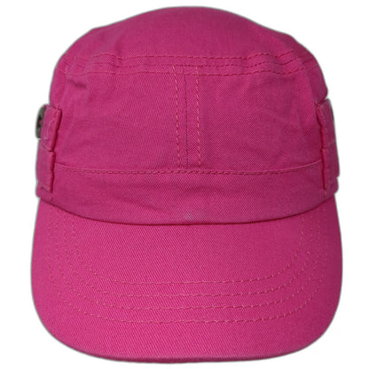 Old Navy Army Cap Pink One Size Strapback Side Buttons Cadet Cotton Flat Top Hat